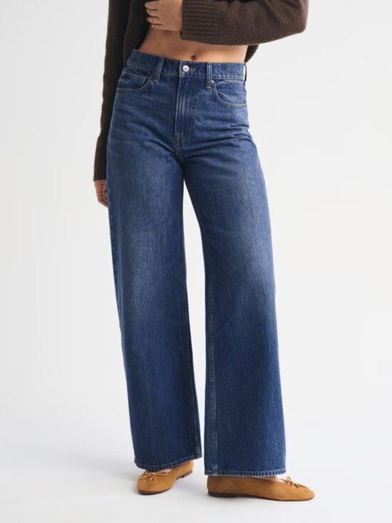Abercrombie & Fitch Denim - Abercrombie & Fitch The Loose High Rise Wide Leg Jean Curve Love Dark Wash Sz 6